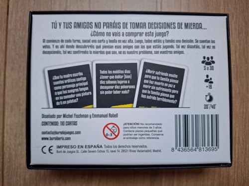 Decisiones de Mierda – Juego de Mesa para Adultos +18 | Cartas Divertidas y Atrevidas en Español