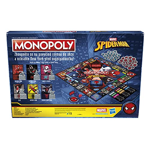 Juego de Mesa Monopoly: Spiderman - Juega como un héroe arácnido - Divertido Juego para niños a Partir de 8 años