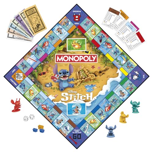 Monopoly Disney Stitch Edition - Juego de mesa (versión en inglés)