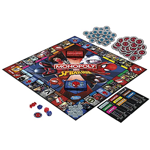 Juego de Mesa Monopoly: Spiderman - Juega como un héroe arácnido - Divertido Juego para niños a Partir de 8 años