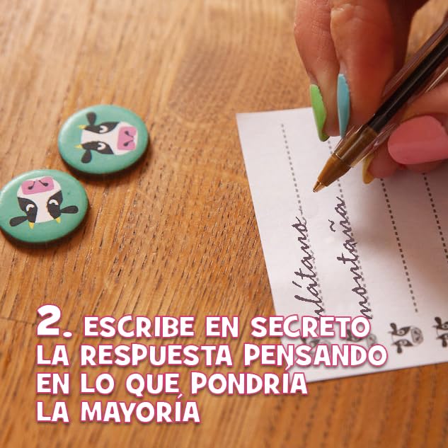 Mercurio - Mente Vacuna - Juego de Mesa Familiar - para 4 a 20 Jugadores - Incluye Vaca Rosa, 80 Cartas de Preguntas a Doble Cara, fichas y blocs - Ideal para Reuniones, Fiestas y Grupos- 20 Minutos