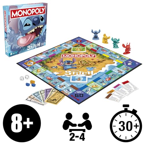 Monopoly Disney Stitch Edition - Juego de mesa (versión en inglés)