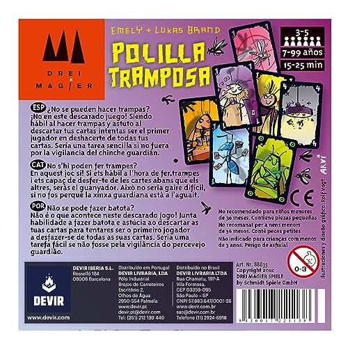 Polilla Tramposa – Juego de Cartas Original de Devir | Party Game para Niños y Familias