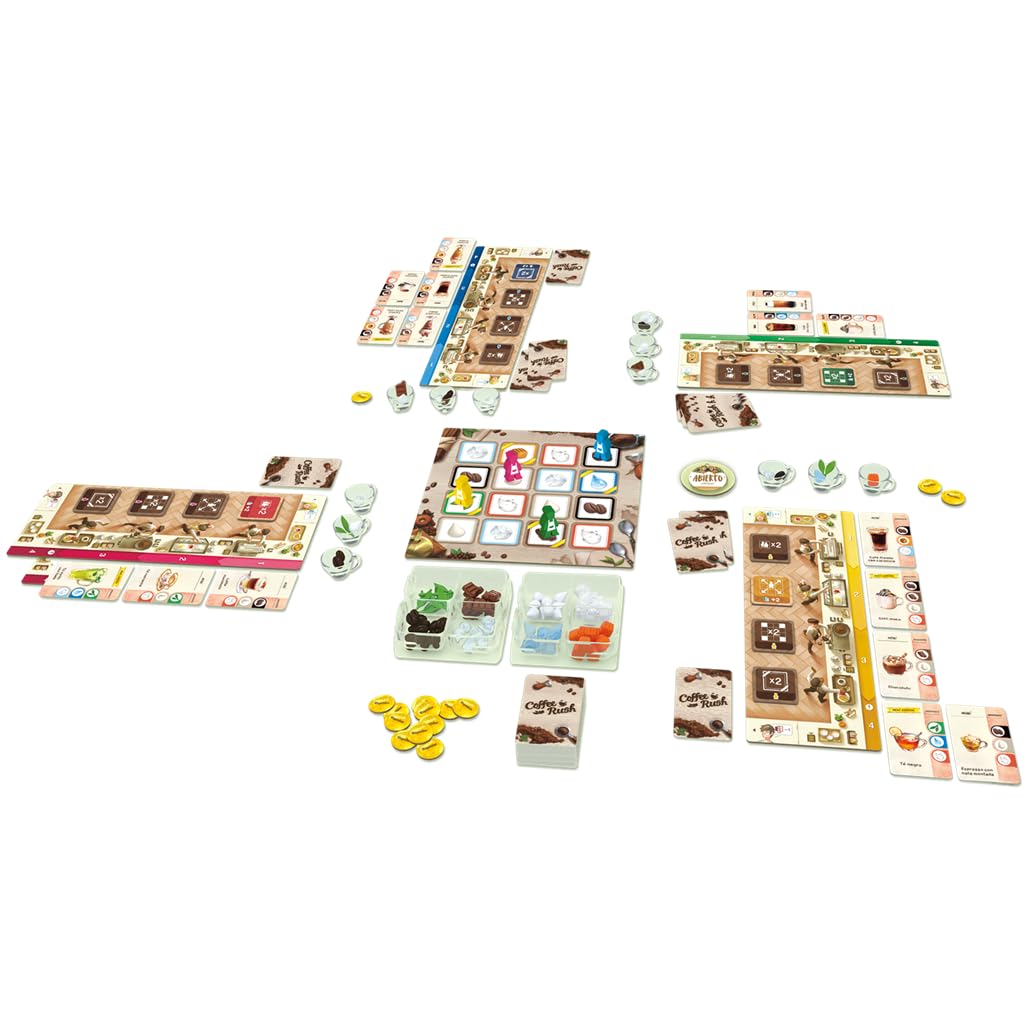 Korea Board Games | Coffee Rush | Juego de Mesa de Estrategia para Adultos y Familias | Conviértete en el Mejor Barista | A Partir de 8 Años | De 2 a 4 Jugadores | 30 Minutos por Partida | Español