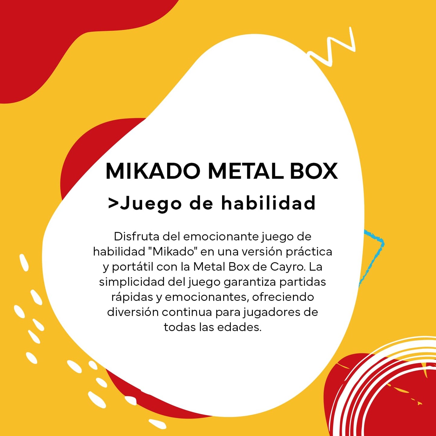 Cayro - Mikado Metal Box - Juego de Habilidad - Coge los Palillos de Madera sin Mover los Demás - + 2 Jugadores