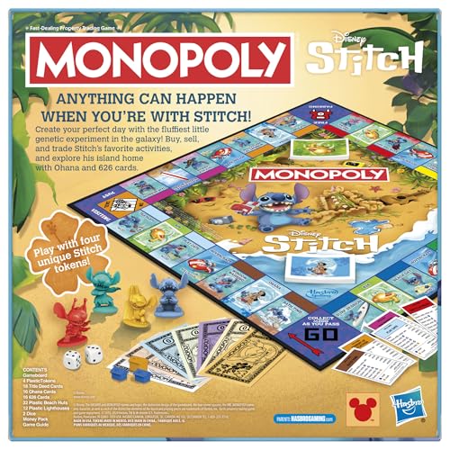 Monopoly Disney Stitch Edition - Juego de mesa (versión en inglés)