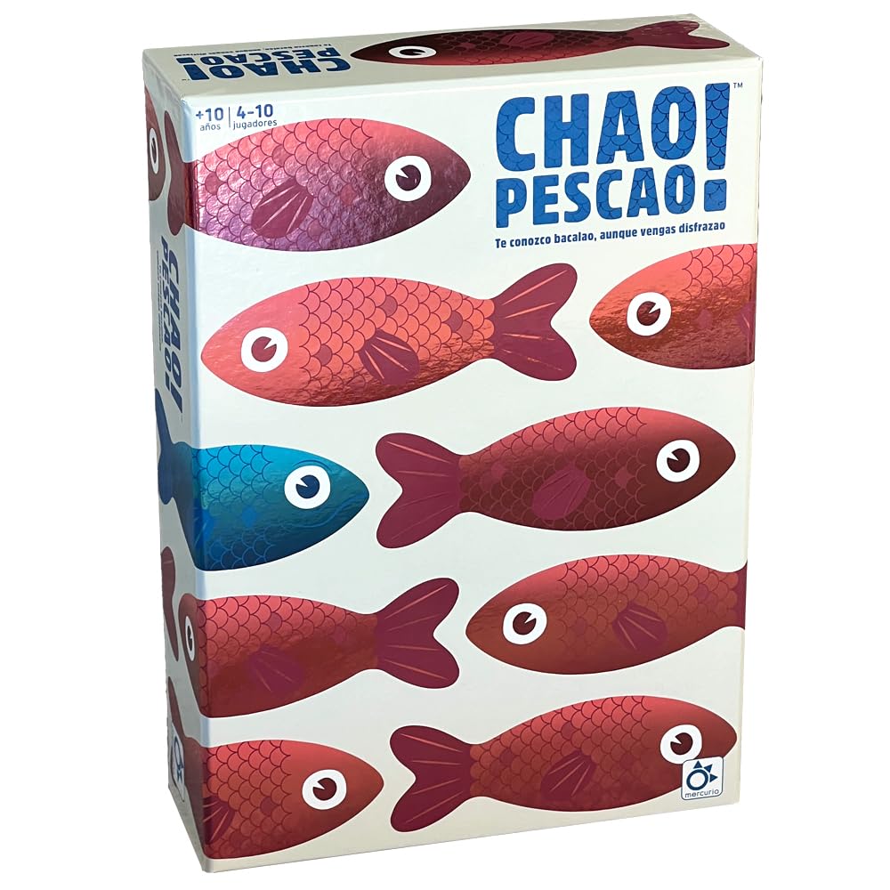 Mercurio - Chao Pescao! | Juego de Preguntas y Respuestas Falsas |Incluye 100 Cartas de Preguntas a Doble Cara, 8 Fichas de Puntos y 1 Dispensador de Cartas| para 3 a 6 Jugadores