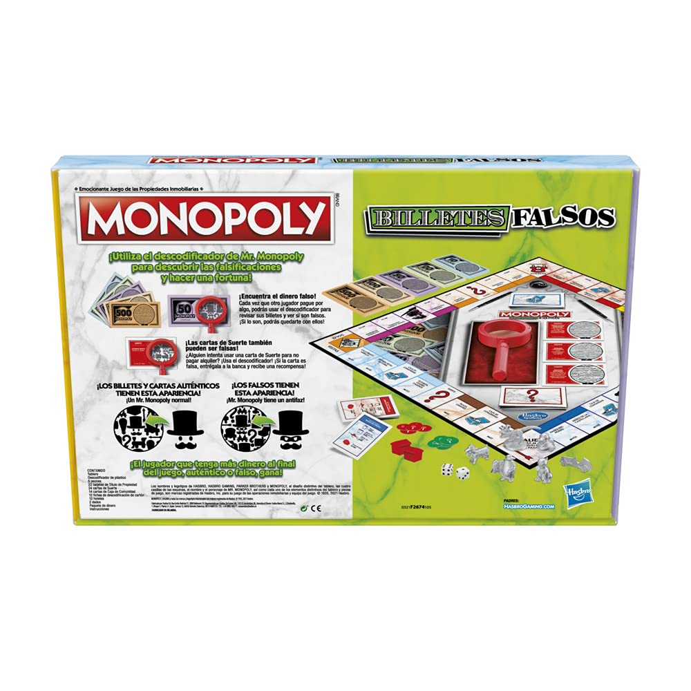 Juego de Mesa Monopoly Decodificador para Toda la Familia y niños de 8 años en adelante - Incluye un Decodificador del Sr. Monopoly para Encontrar falsificaciones - para 2 a 6 Jugadores