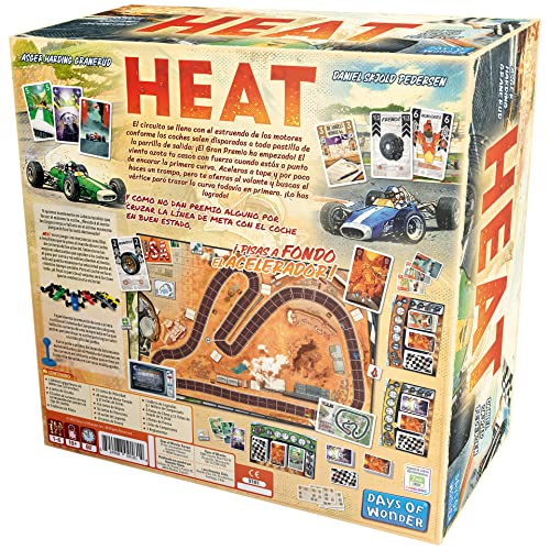 Asmodee - Heat - Juego de Estrategia de Carreras de Coches - Juego de Mesa estrategico para niños a Partir de 10 años - 1 a 6 Jugadores - 60 min - Carrera inmersiva - Español