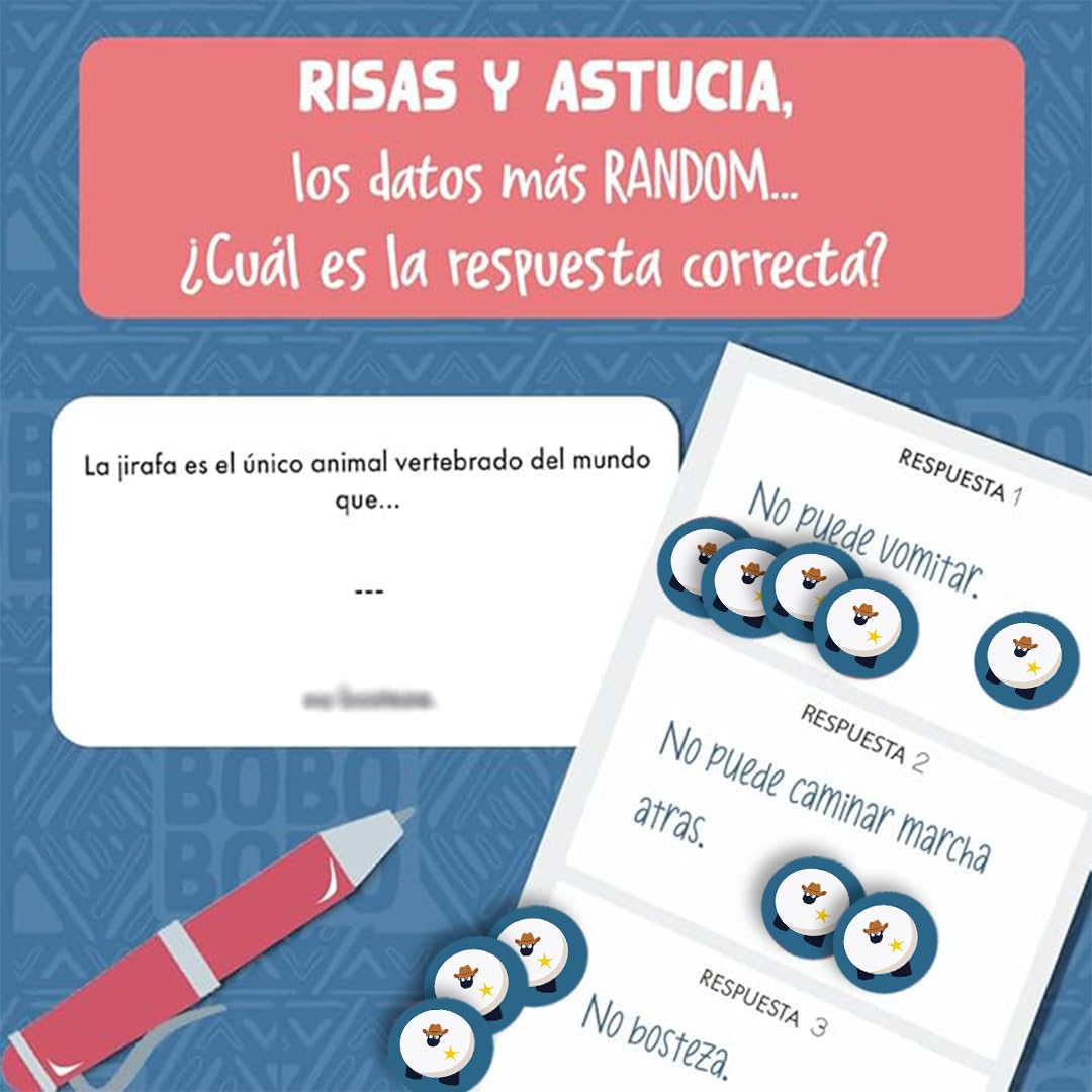 Bobo Bobo - Juegos de Mesa Estratégico y con Curiosidades - El Juego de Cartas para divertirse aprendiendo Curiosidades con Amigos y Familia - Regalos Originales Español