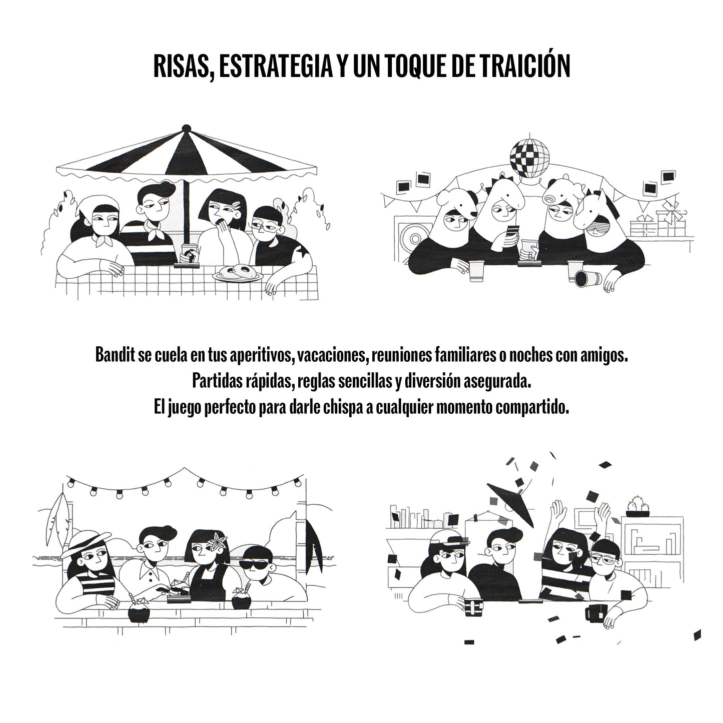 BANDIT – Juego de cartas familiar y juegos de mesa para adultos y niños – Estrategia, memoria y bluff – De 2 a 6 jugadores – Rápido y divertido – Formato compacto – Ideal para viajes y regalo original