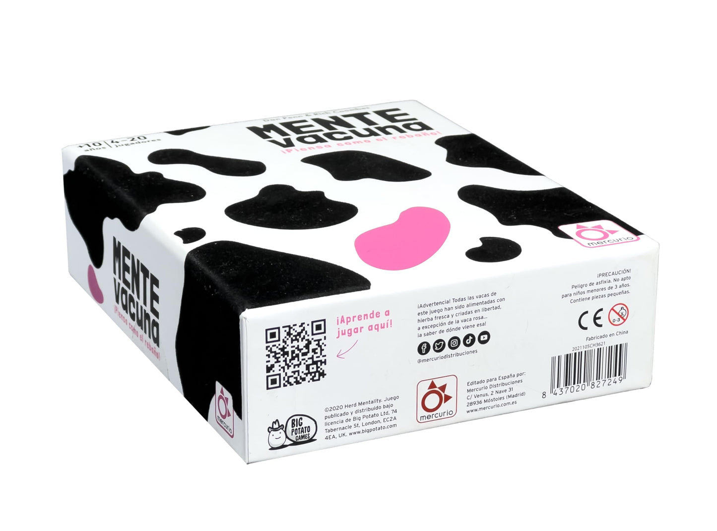 Mercurio - Mente Vacuna - Juego de Mesa Familiar - para 4 a 20 Jugadores - Incluye Vaca Rosa, 80 Cartas de Preguntas a Doble Cara, fichas y blocs - Ideal para Reuniones, Fiestas y Grupos- 20 Minutos