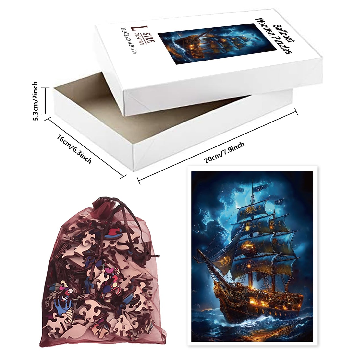 Rompecabezas GLOBLELAND Barco Pirata 300 piezas – Puzzle de Madera para Adultos y Niños