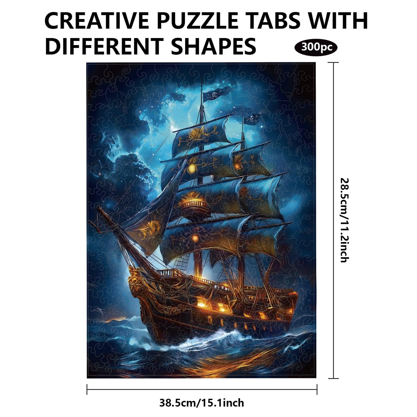 Rompecabezas GLOBLELAND Barco Pirata 300 piezas – Puzzle de Madera para Adultos y Niños