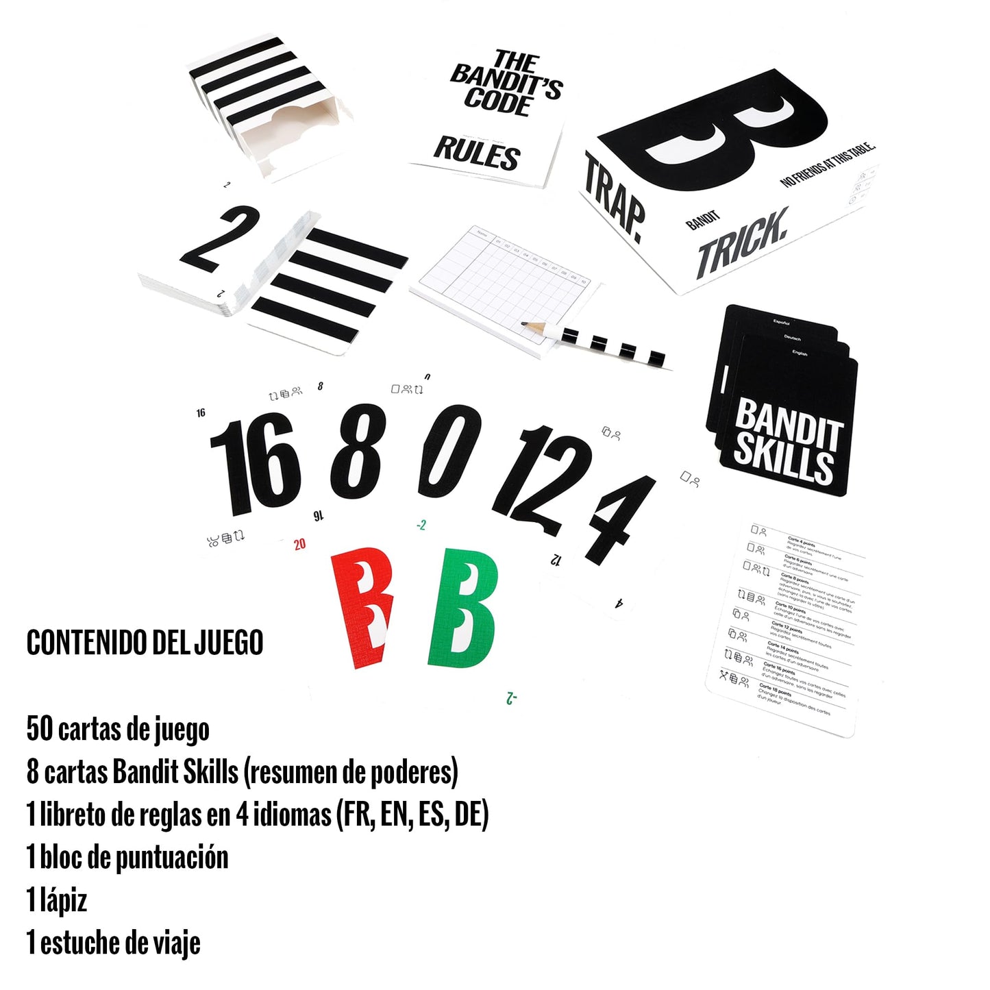 BANDIT – Juego de cartas familiar y juegos de mesa para adultos y niños – Estrategia, memoria y bluff – De 2 a 6 jugadores – Rápido y divertido – Formato compacto – Ideal para viajes y regalo original