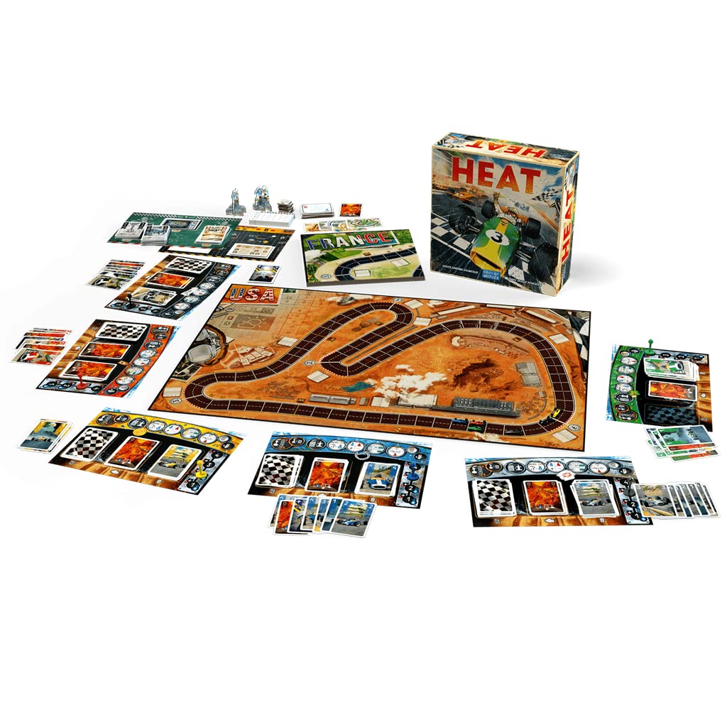 Asmodee - Heat - Juego de Estrategia de Carreras de Coches - Juego de Mesa estrategico para niños a Partir de 10 años - 1 a 6 Jugadores - 60 min - Carrera inmersiva - Español