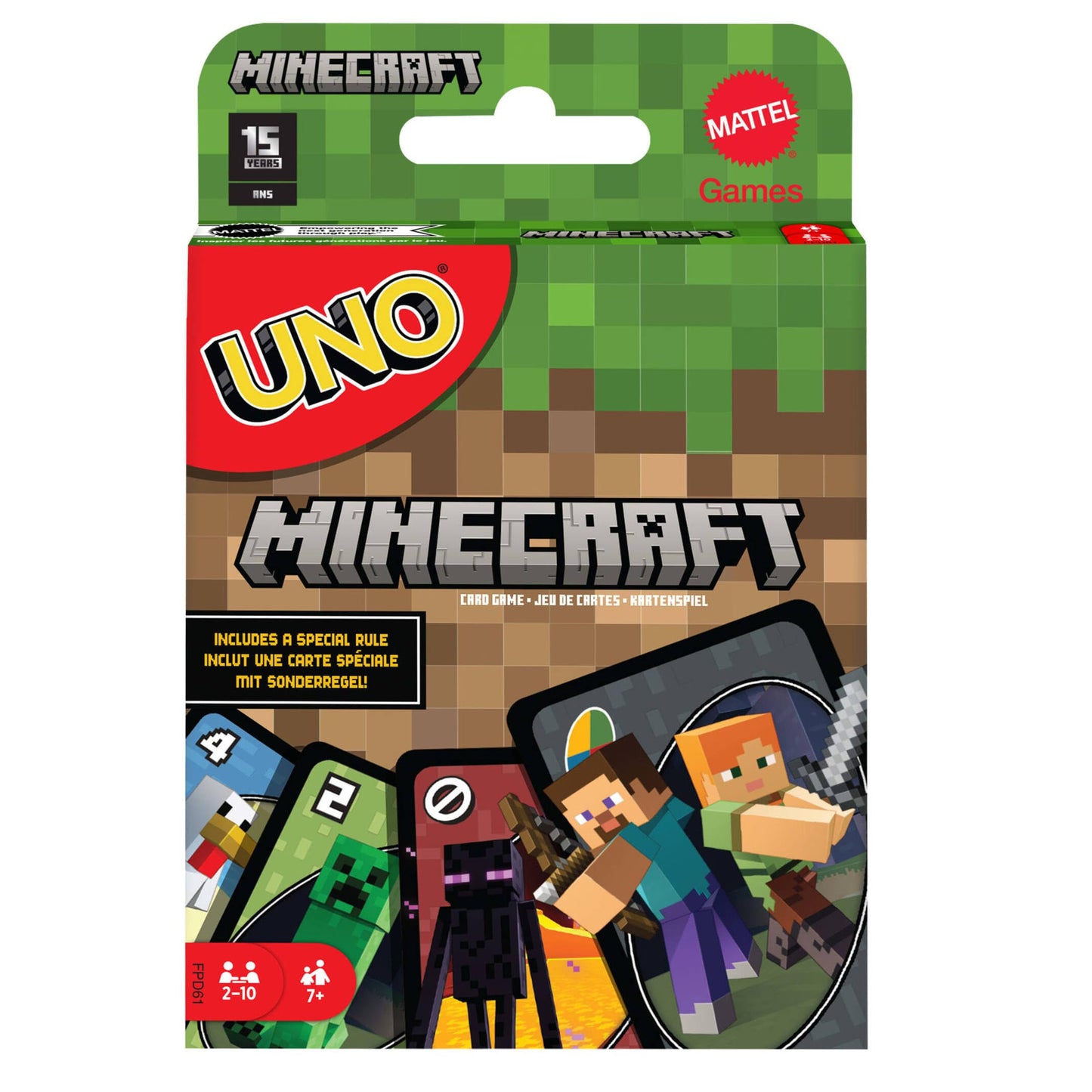 Mattel Games, Juego de Cartas UNO Minecraft, Juego de Mesa para niños a Partir de 7 años (Mattel FPD61)