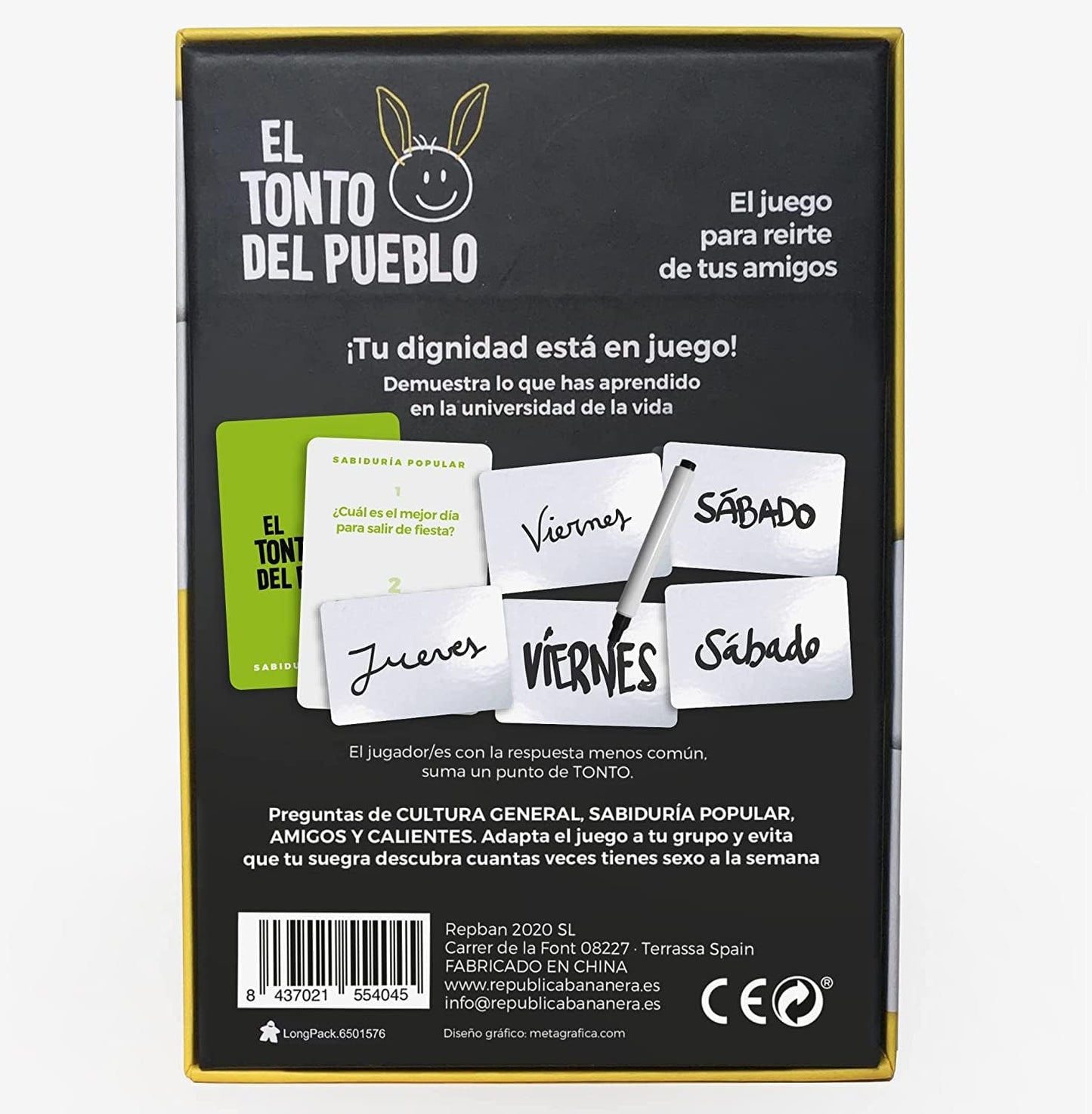 El Tonto del Pueblo - Juegos de Mesa - El Juego de Mesa para reírte de Tus Amigos - Cartas pizarras y rotuladores
