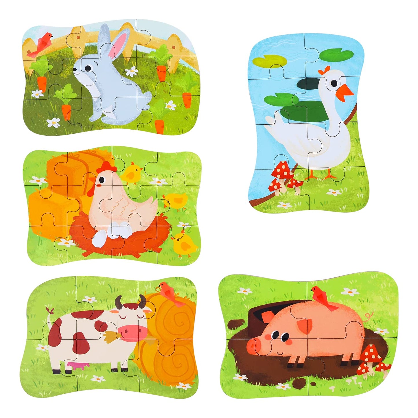 Puzzle Infantil BBLIKE de Animales – 5 Imágenes, Ideal para Niños y Niñas 3-5 Años
