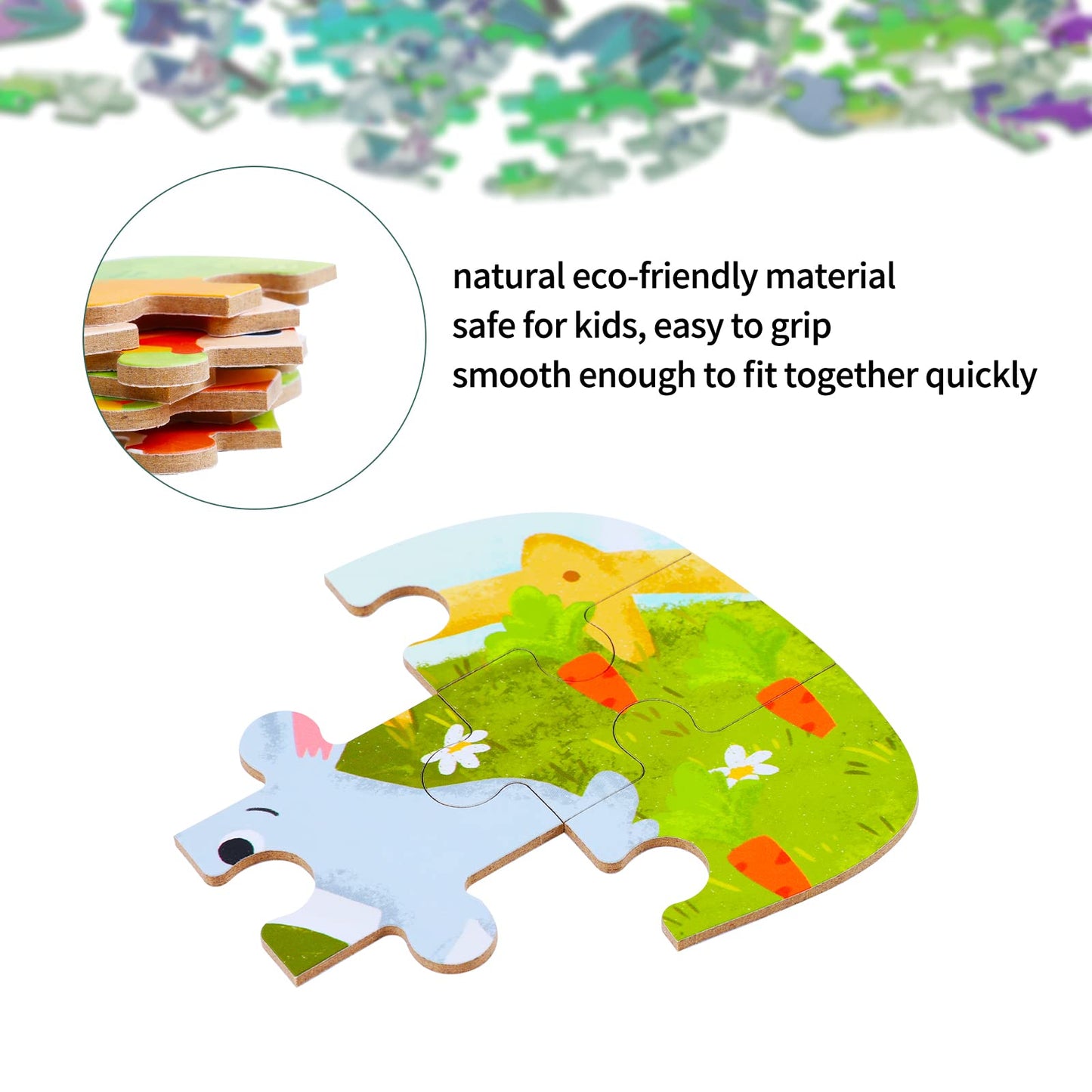 Puzzle Infantil BBLIKE de Animales – 5 Imágenes, Ideal para Niños y Niñas 3-5 Años