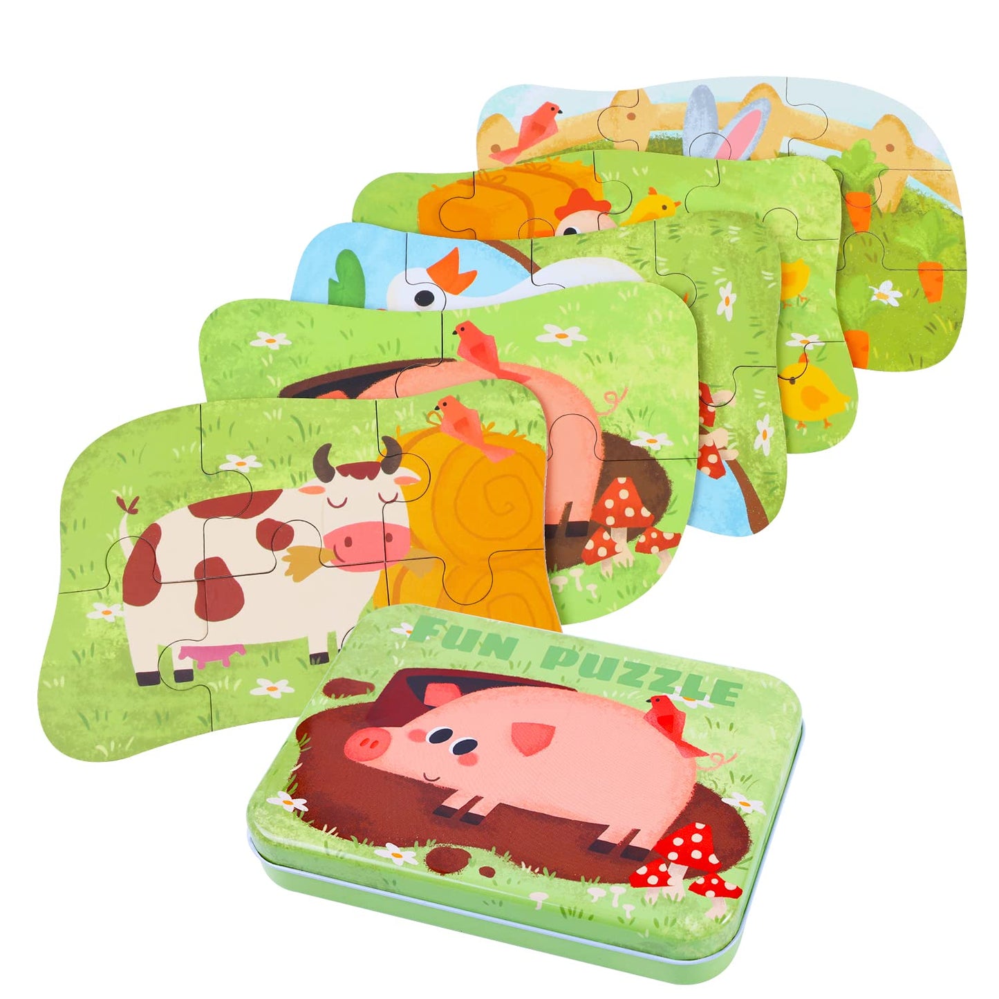 Puzzle Infantil BBLIKE de Animales – 5 Imágenes, Ideal para Niños y Niñas 3-5 Años