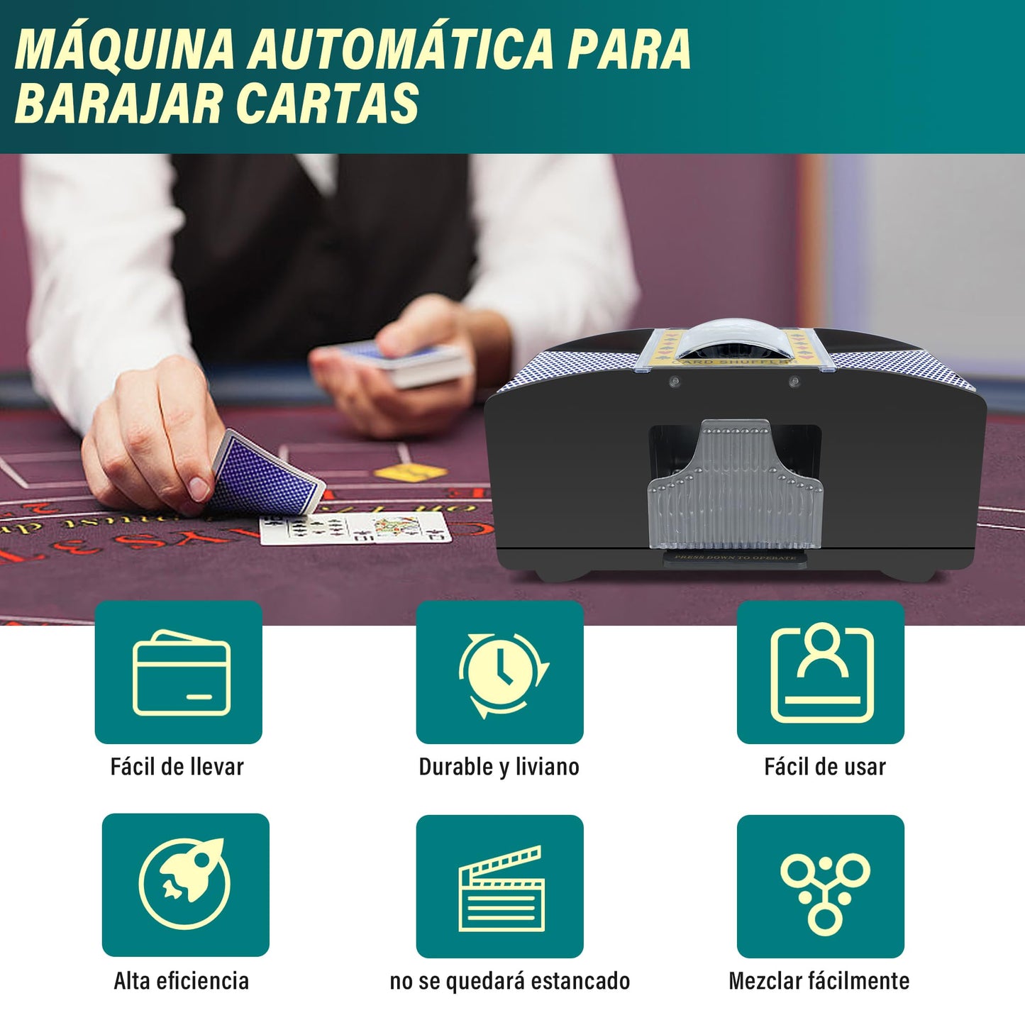 BARAJADOR AUTOMÁTICO DE CARTAS ELÉCTRICO – MEZCLADOR Y REPARTIDOR