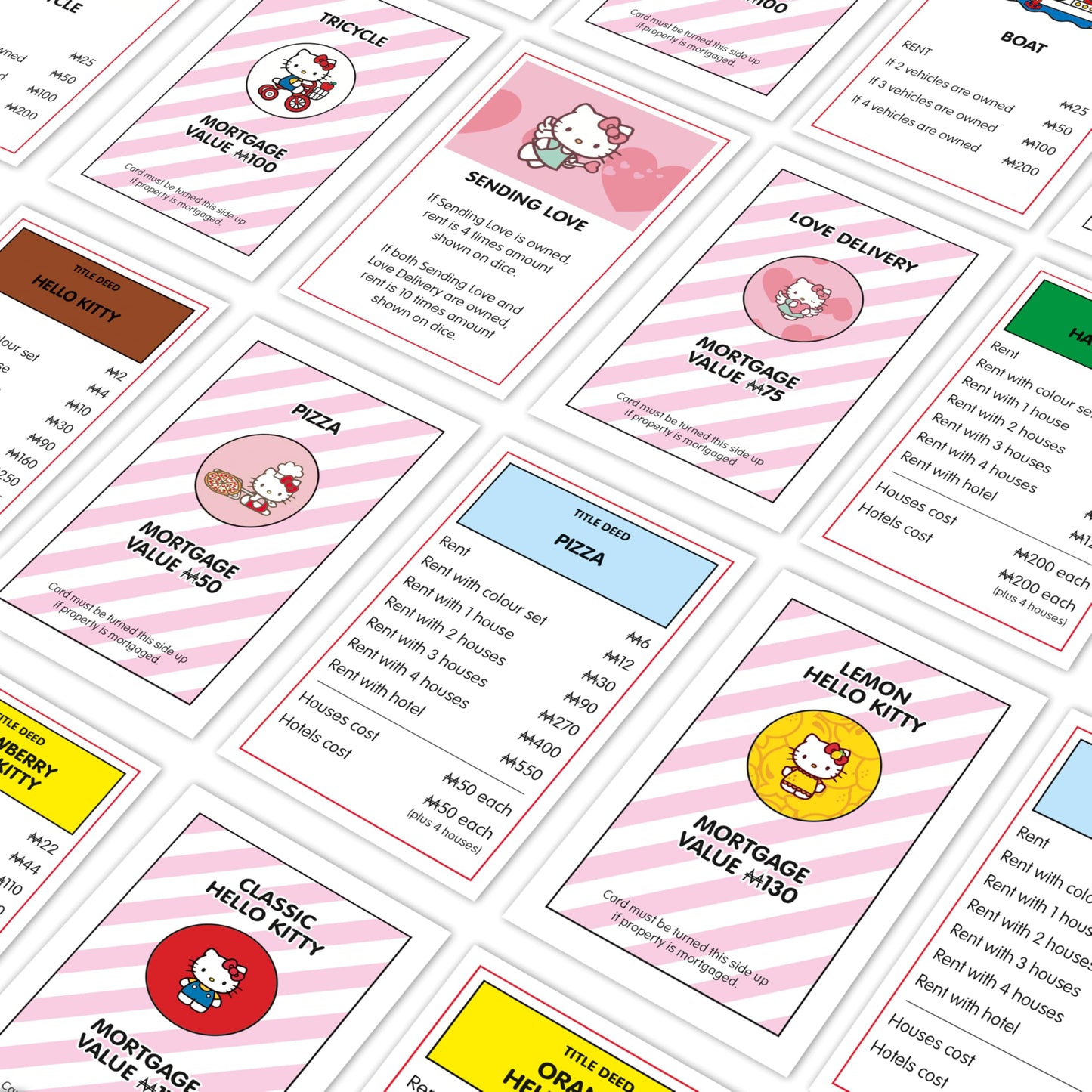 Winning Moves Juego de Mesa Hello Kitty Monopoly óptimo para 2-6 Jugadores y es un Gran Regalo para los Fans de 8 años en adelante