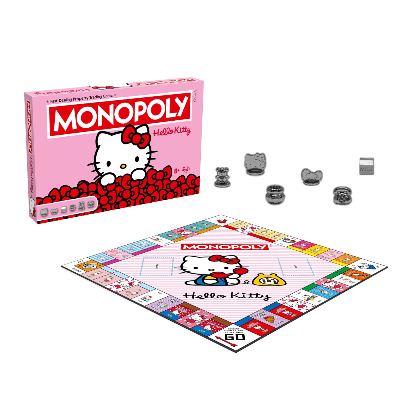 Winning Moves Juego de Mesa Hello Kitty Monopoly óptimo para 2-6 Jugadores y es un Gran Regalo para los Fans de 8 años en adelante