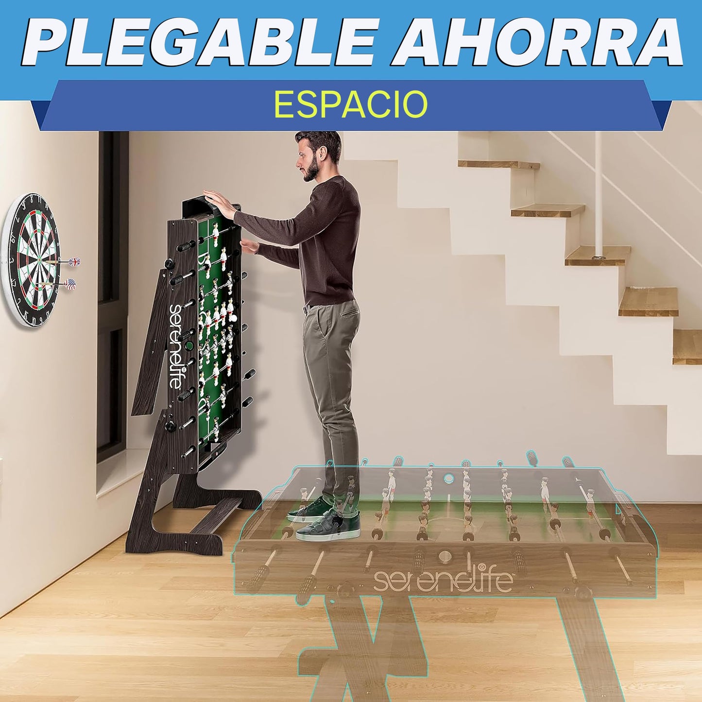 FUTBOLÍN PLEGABLE SERENELIFE 48” – TAMAÑO COMPLETO