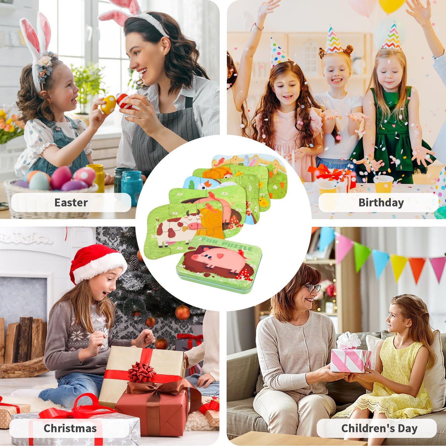 Puzzle Infantil BBLIKE de Animales – 5 Imágenes, Ideal para Niños y Niñas 3-5 Años