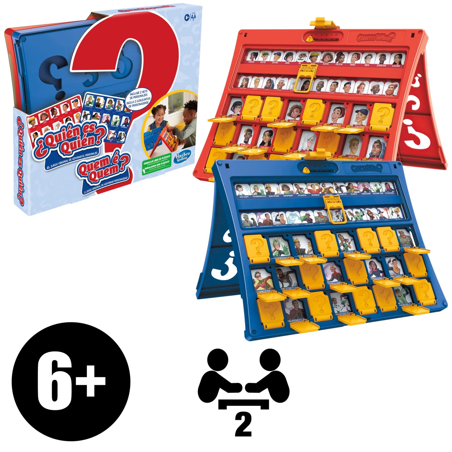 Hasbro Gaming ¿Quién Es Quién? Juego de Adivinar el Personaje y Superhéroes, Juego de Mesa para Jugar con Amigos y Familia para 2 Jugadores, Niños y Niñas de 6 Años o Más