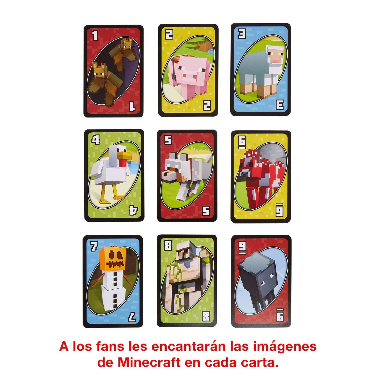 Mattel Games, Juego de Cartas UNO Minecraft, Juego de Mesa para niños a Partir de 7 años (Mattel FPD61)