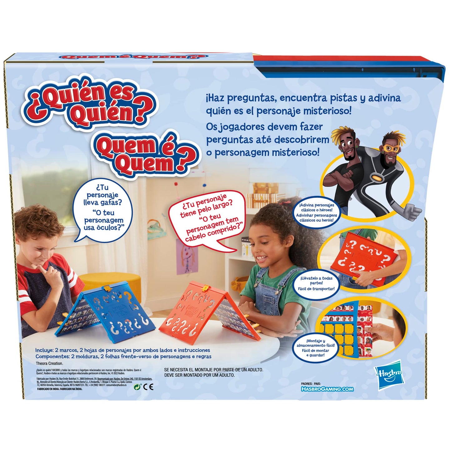 Hasbro Gaming ¿Quién Es Quién? Juego de Adivinar el Personaje y Superhéroes, Juego de Mesa para Jugar con Amigos y Familia para 2 Jugadores, Niños y Niñas de 6 Años o Más