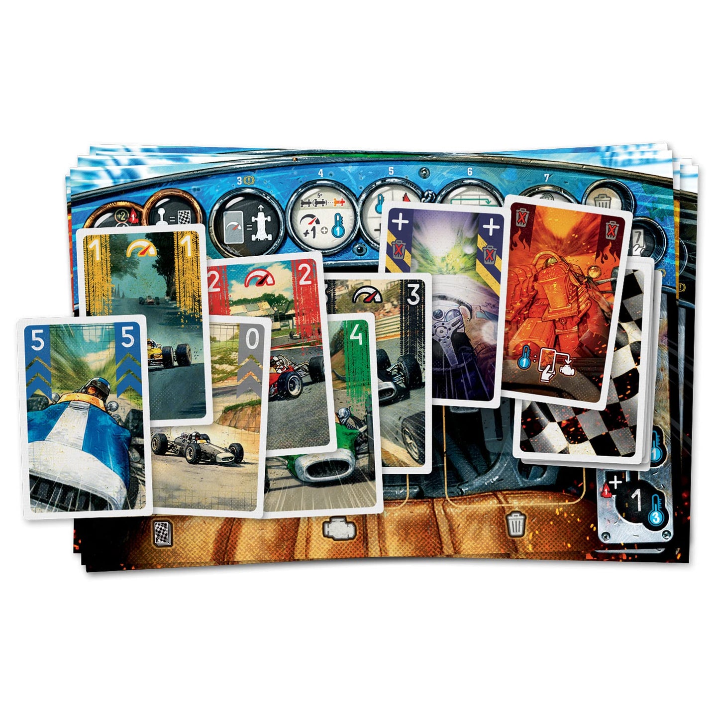 Asmodee - Heat - Juego de Estrategia de Carreras de Coches - Juego de Mesa estrategico para niños a Partir de 10 años - 1 a 6 Jugadores - 60 min - Carrera inmersiva - Español