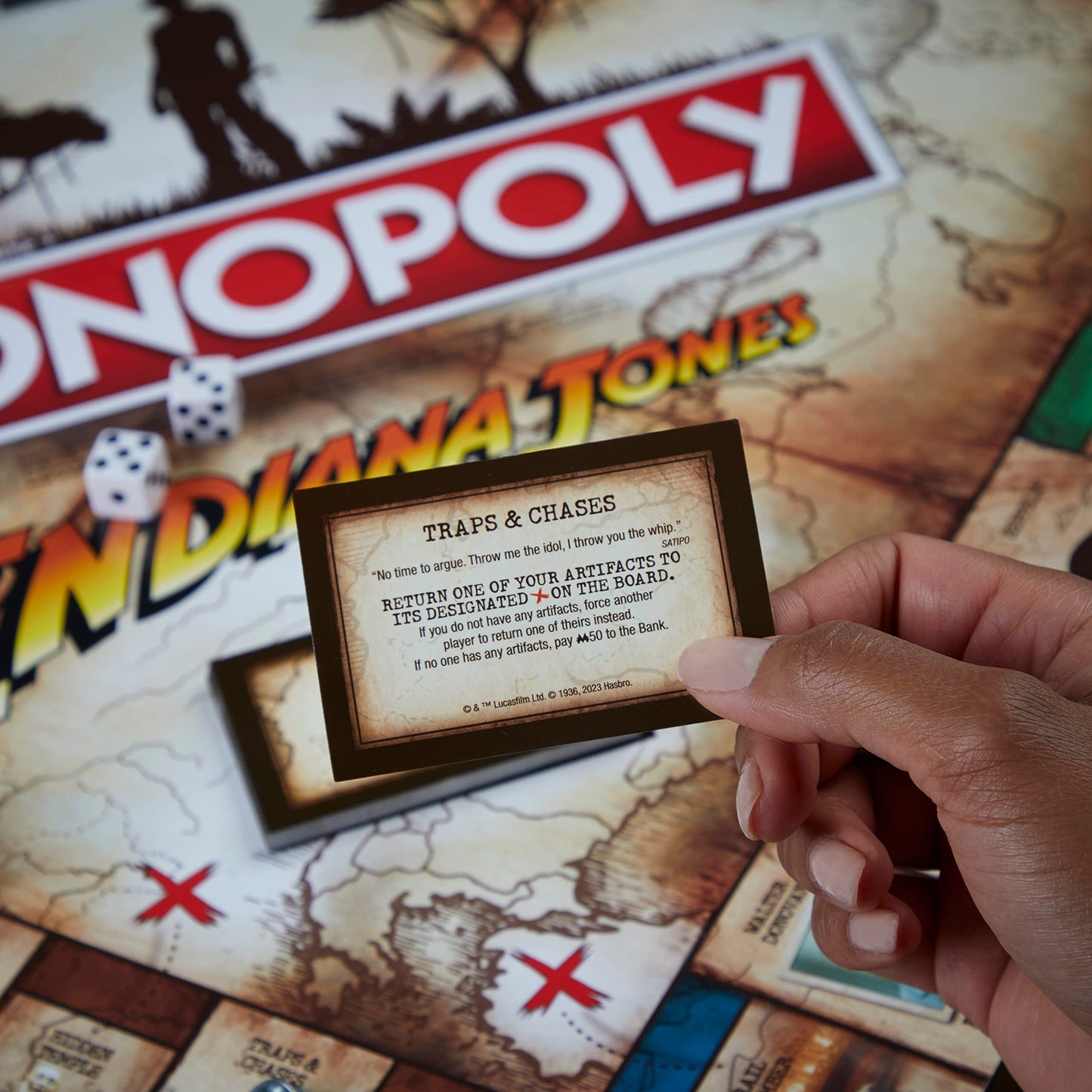 Hasbro Gaming Juego Monopoly Indiana Jones, inspirado en las pel culas de Indiana Jones, juego de mesa para 2-6 jugadores, para ni os a partir de 8 a os
