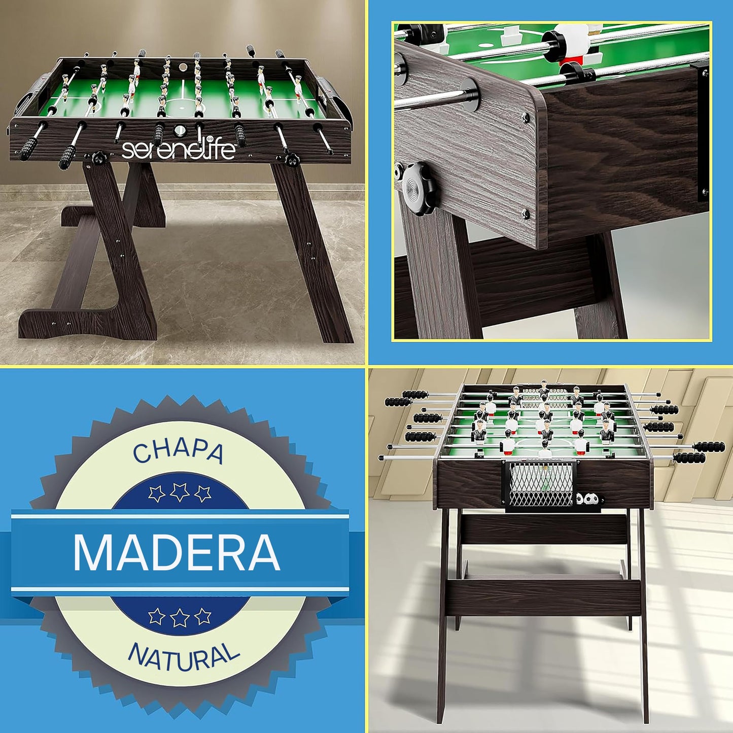 FUTBOLÍN PLEGABLE SERENELIFE 48” – TAMAÑO COMPLETO