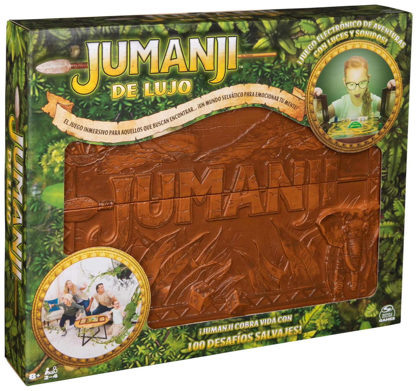 SPIN MASTER GAMES - JUMANJI DELUXE Juego de Mesa Electrónico con Luces y Sonidos, para 2-4 Jugadores, Infantil y Adultos - 6066981 - Juegos de Mesa Niños 8 años + - Regalo Niño 8 años +