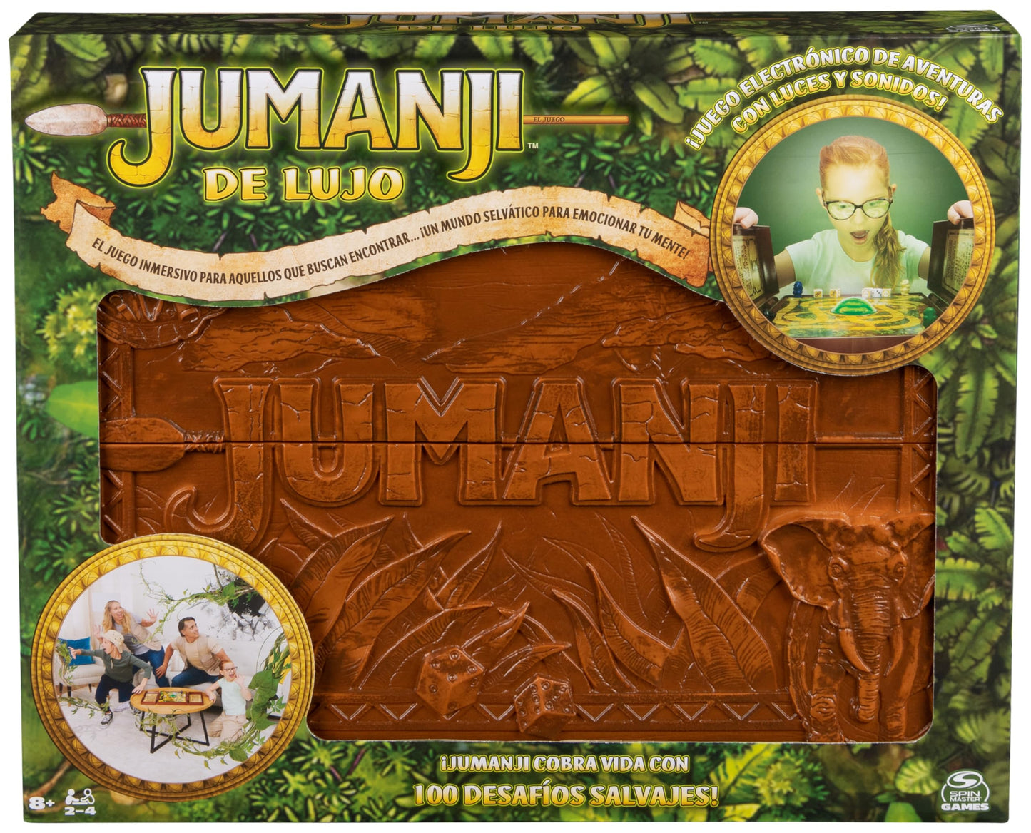 SPIN MASTER GAMES - JUMANJI DELUXE Juego de Mesa Electrónico con Luces y Sonidos, para 2-4 Jugadores, Infantil y Adultos - 6066981 - Juegos de Mesa Niños 8 años + - Regalo Niño 8 años +