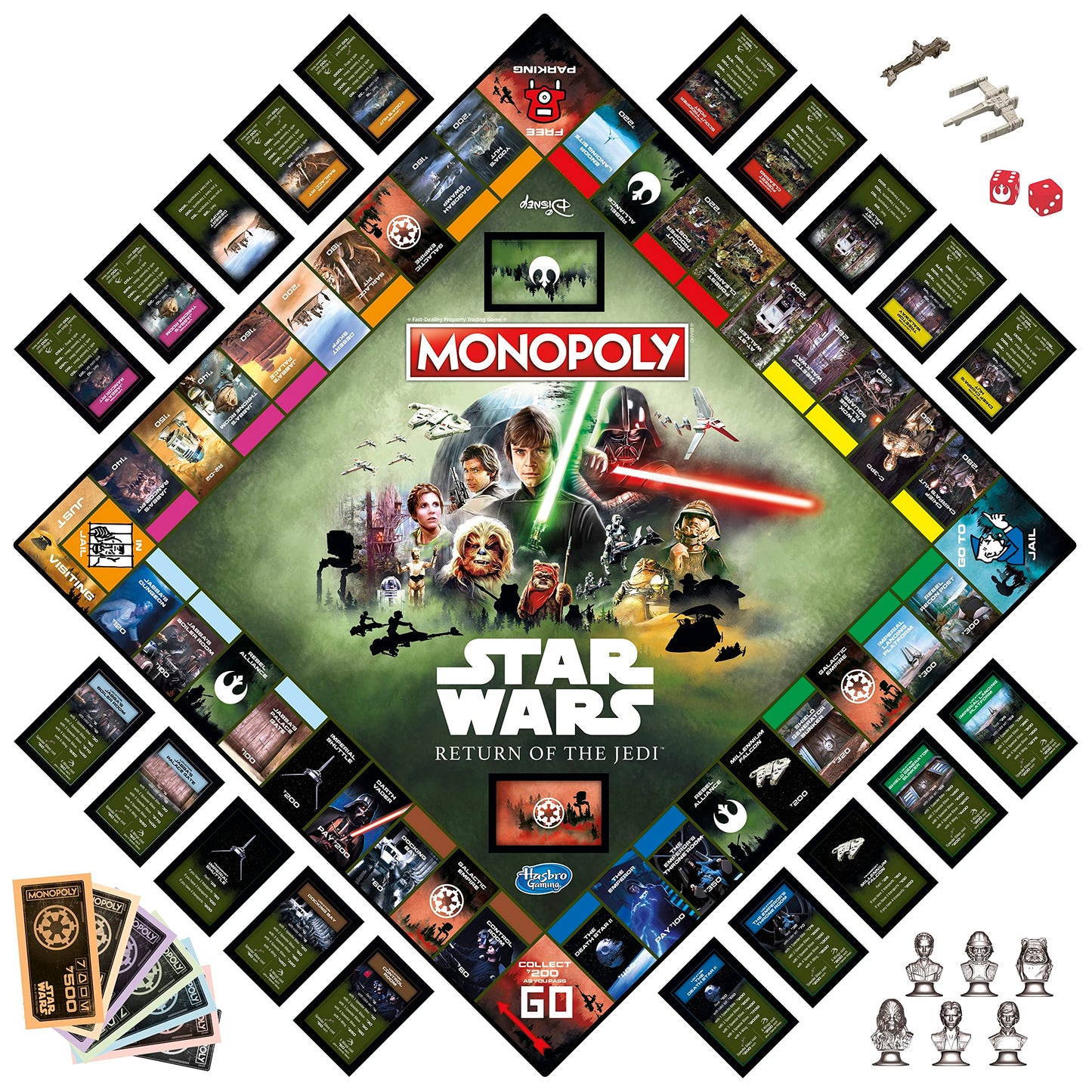Monopoly Hasbro Gaming: Star Wars of The Jedi - Juego de mesa para 2-6 jugadores, inspirado en la película Jedi, juego para familias y niños a partir de 8 años (exclusivo de Amazon)