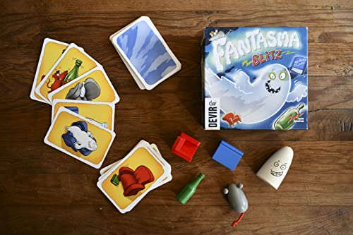 Piezas de madera de Fantasma Blitz: fantasma, ratón, botella, libro y sillón