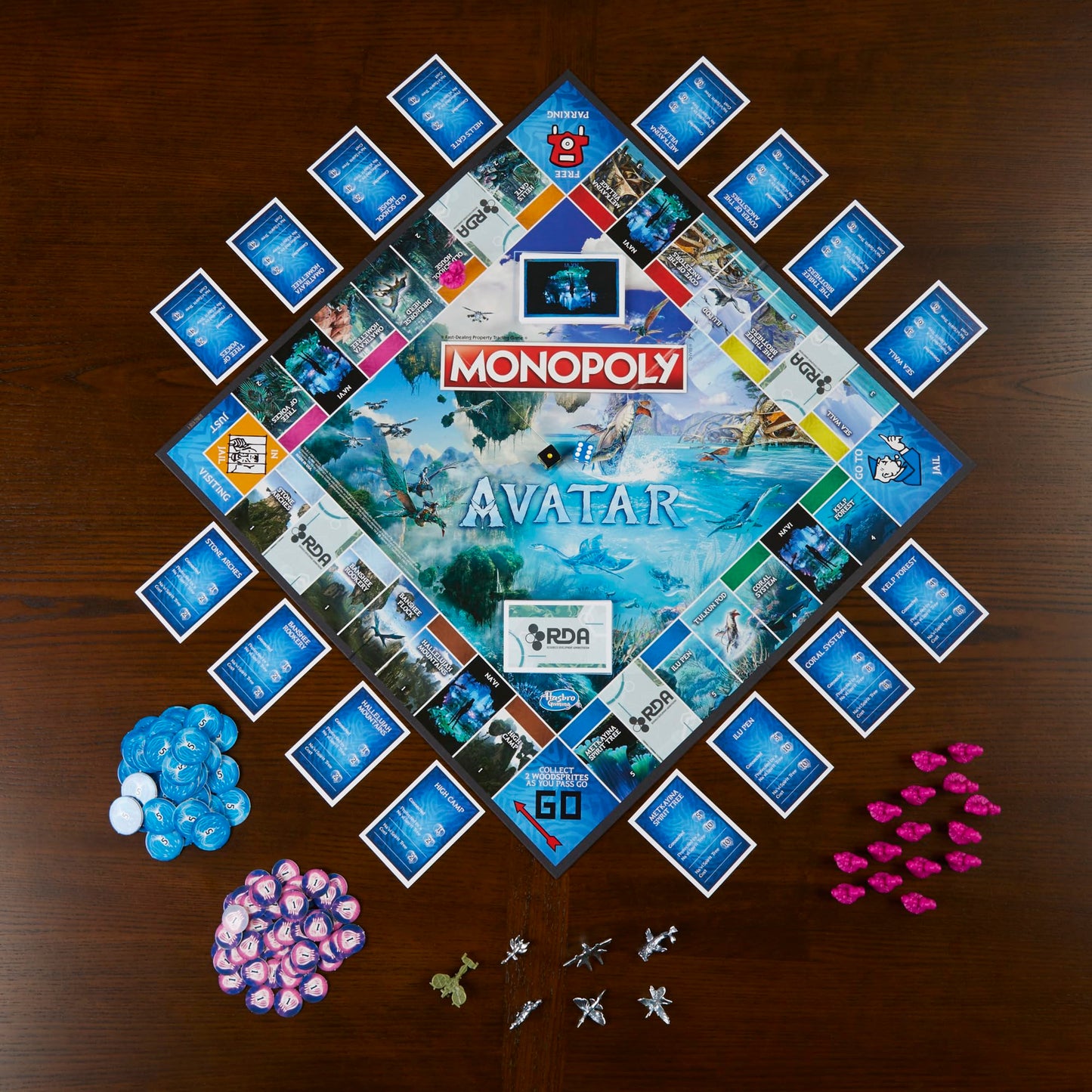 Tablero de juego Monopoly Avatar con casillas inspiradas en Pandora y la película