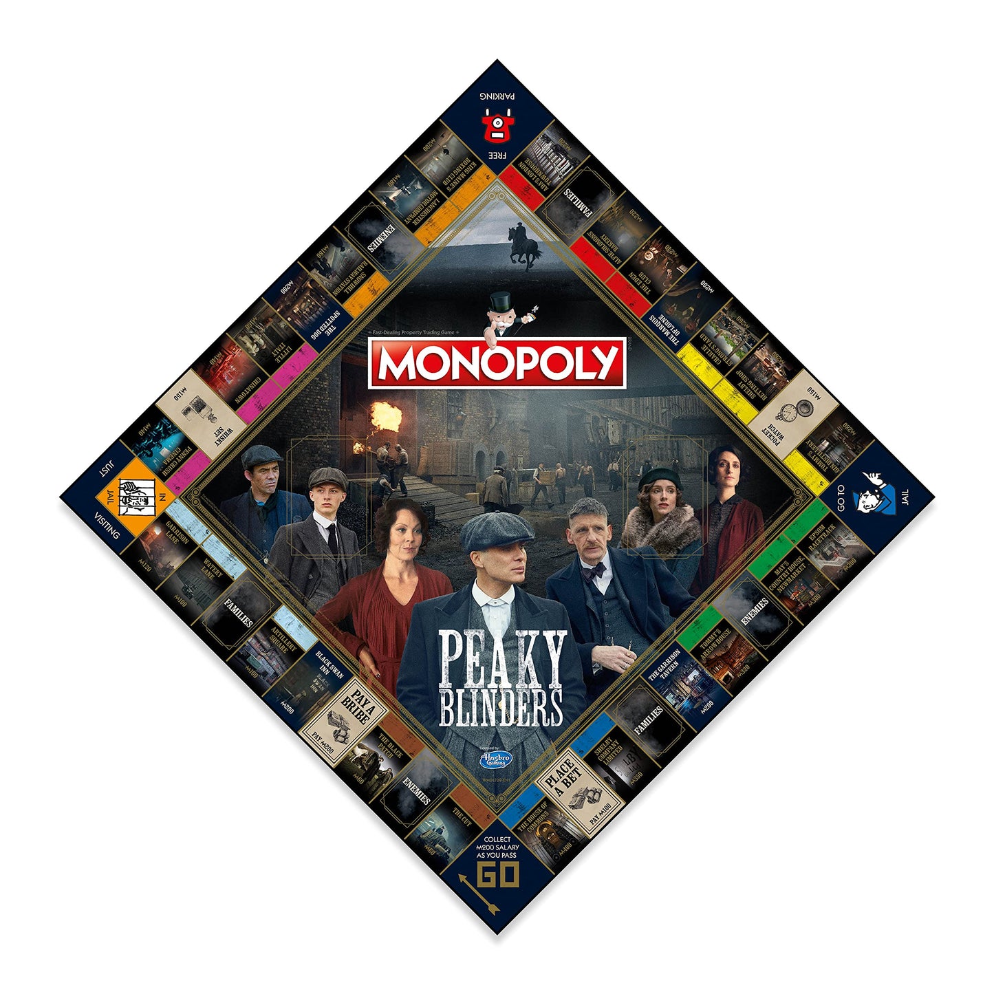 Tablero de Monopoly Peaky Blinders con propiedades y casillas inspiradas en la serie de televisión