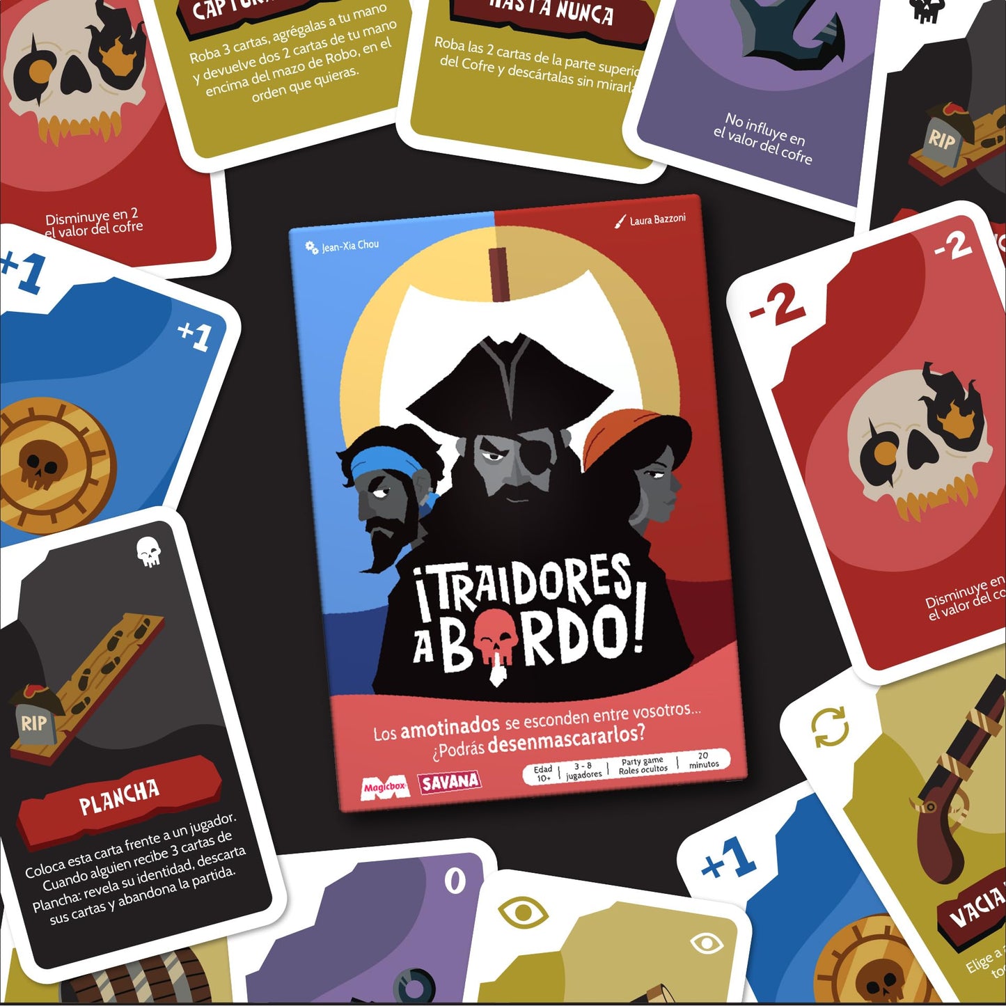 Portada del juego de mesa Traidores a Bordo con temática pirata