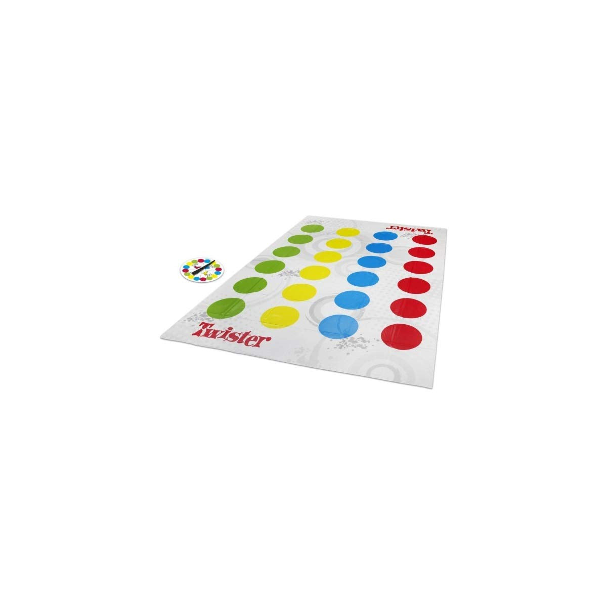 Tapete de Twister con círculos de colores rojo, azul, amarillo y verde