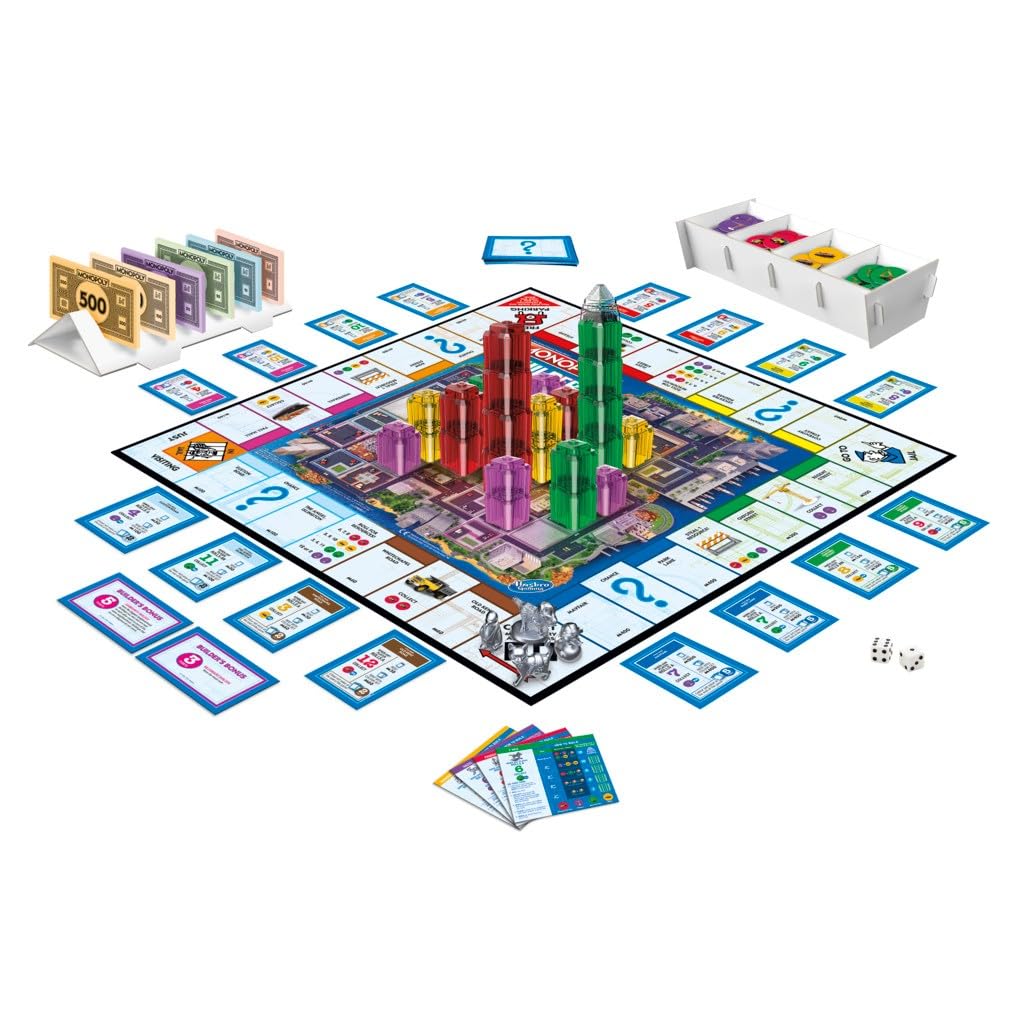 Monopoly Juego de mesa Builder, Juego de estrategia, Juego familiar, Juegos para niños, Juego divertido para jugar, Juegos de mesa familiares