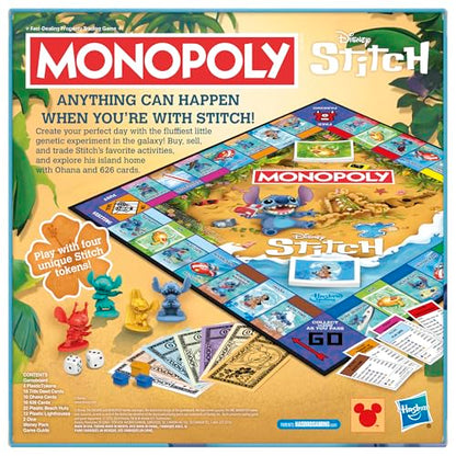 Monopoly Disney Stitch Edition - Juego de mesa (versión en inglés)