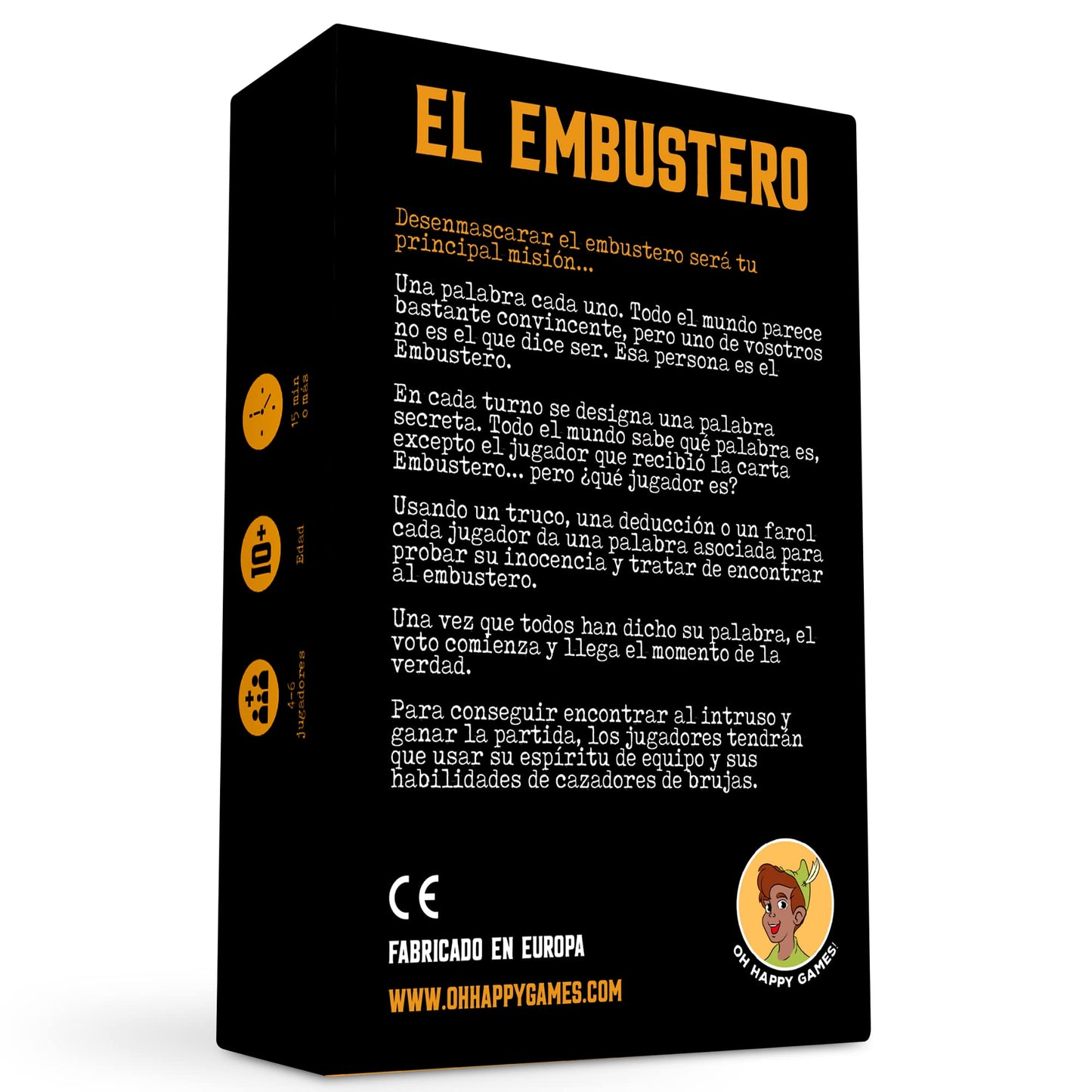 Oh Happy Games - El Embustero - ¿Conseguirás desenmascararlo? ¡Faroles, Creatividad, Juegos de Palabras y sospechas! Juego de Mesa - Familiar, Adultos y Chicos