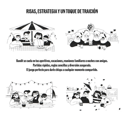 BANDIT – Juego de cartas familiar y juegos de mesa para adultos y niños – Estrategia, memoria y bluff – De 2 a 6 jugadores – Rápido y divertido – Formato compacto – Ideal para viajes y regalo original