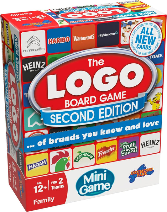 The Logo Mini Board Game – Juego de Mesa de Viaje Familiar sobre Marcas y Productos | Drumond Park