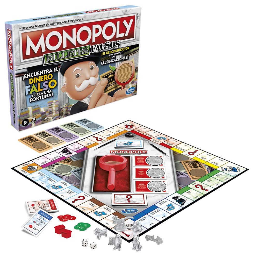 Juego de Mesa Monopoly Decodificador para Toda la Familia y niños de 8 años en adelante - Incluye un Decodificador del Sr. Monopoly para Encontrar falsificaciones - para 2 a 6 Jugadores